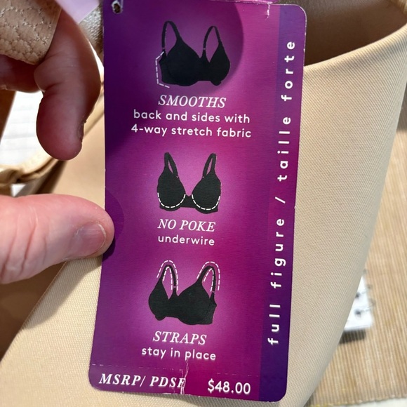 VANITY FAIR SZ 44D Underwire Lightly Padded Smooth Back Bra NEW WITH TAG - Picture 9 of 9